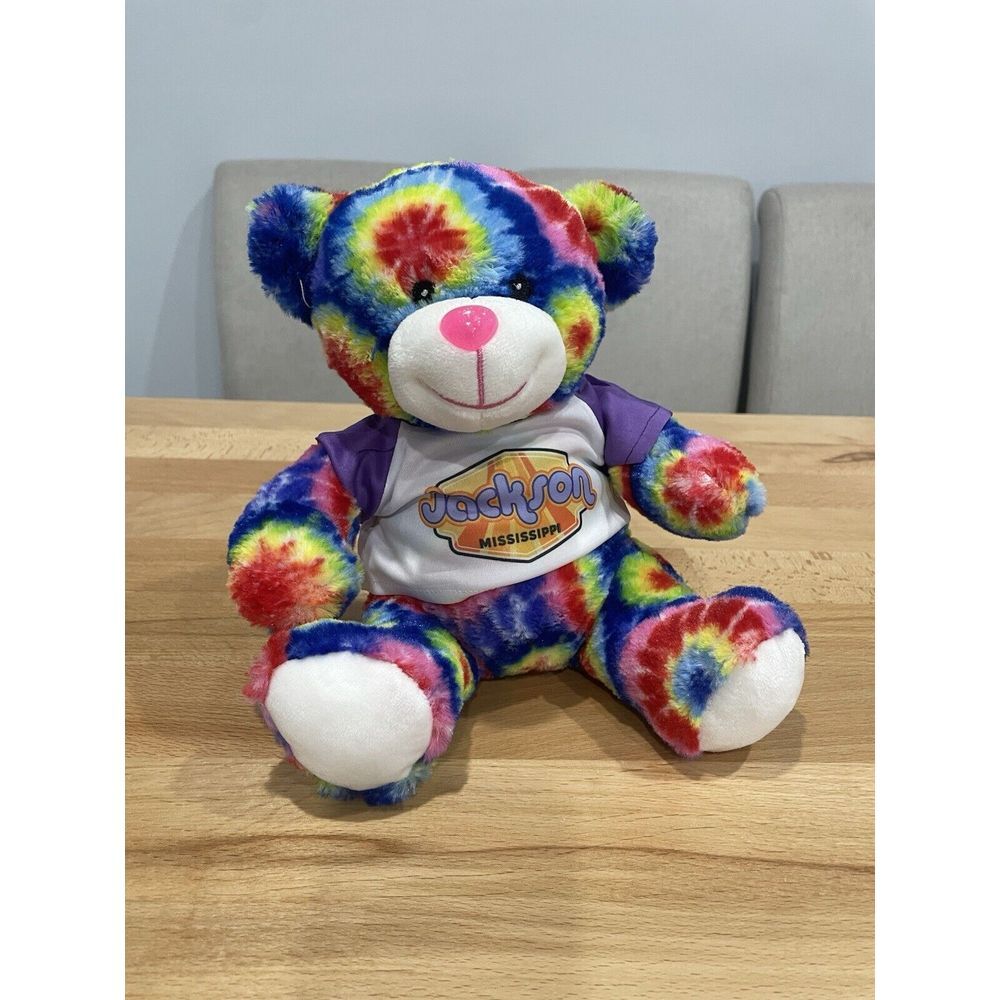 9" Plushology Tie‎ Dye Teddy Bear with Jackson Mississippi Shirt